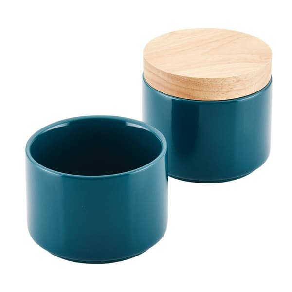 Rachael Ray 2pc. Ceramic Stacking Spice Box Set w/Lid-Teal Blue - image 