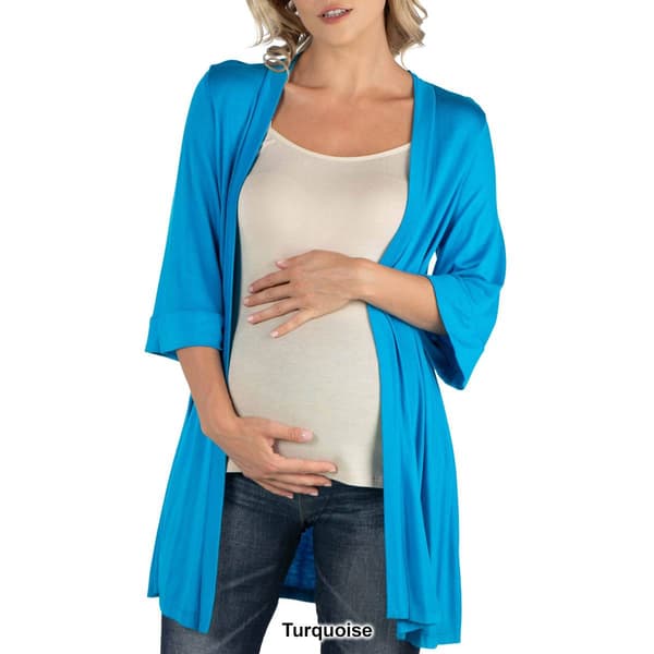 Plus Size 24/7 Comfort Apparel Open Front Maternity Cardigan