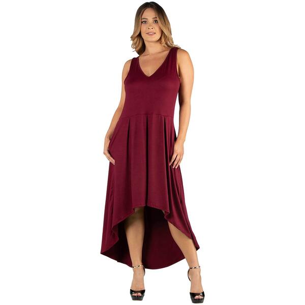 Plus Size 24/7 Comfort Apparel Hi Low Pleated Fit & Flare Dress - image 