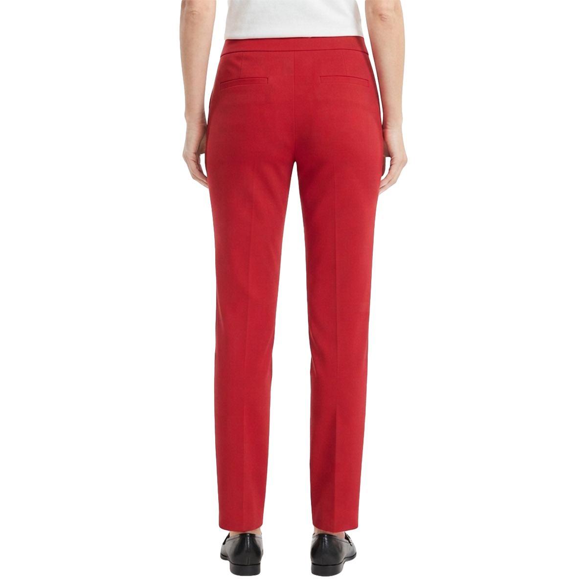 Womens Kasper Fly Front Solid Slim Crepe Pants
