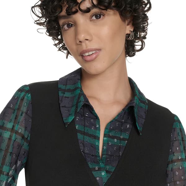 Womens Tommy Hilfiger Plaid Two In One Shift Dress