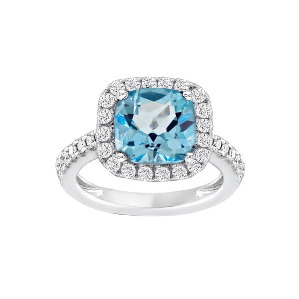 Gemstone Classics(tm) Sterling Silver Topaz & White Sapphire Ring - image 