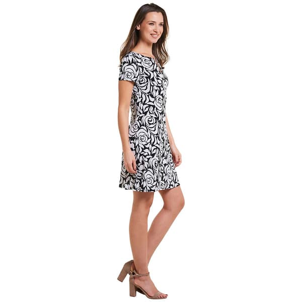 Womens MSK Short Sleeve Floral Three Ring Dress - Boscov's