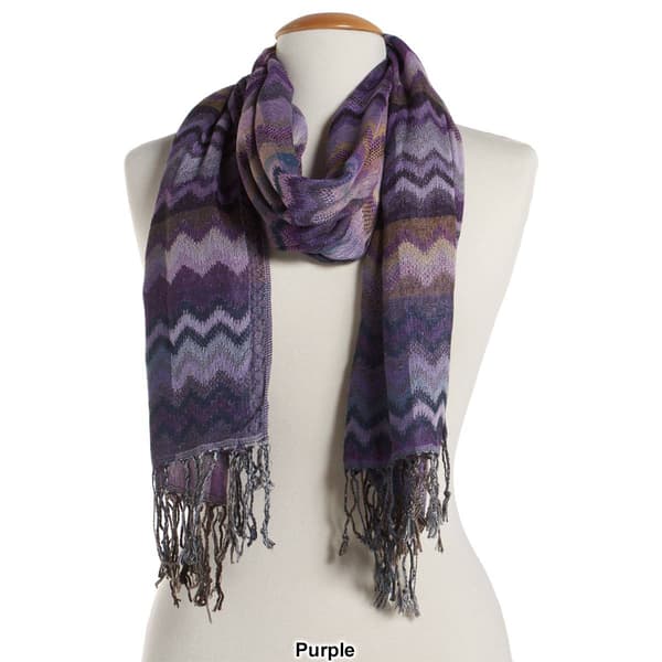 Womens Chevron Jacquard Pashmina