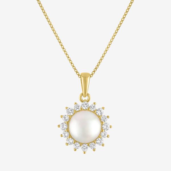 Gemstone Classics(tm) Lab Grown White Sapphire Pearl Halo Pendant - image 