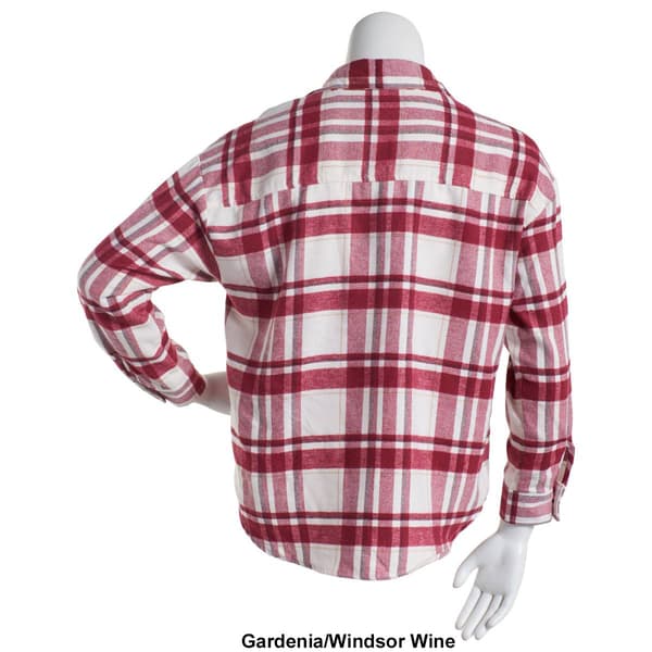 Juniors No Comment Plaid Oversized Shacket w/Pocket