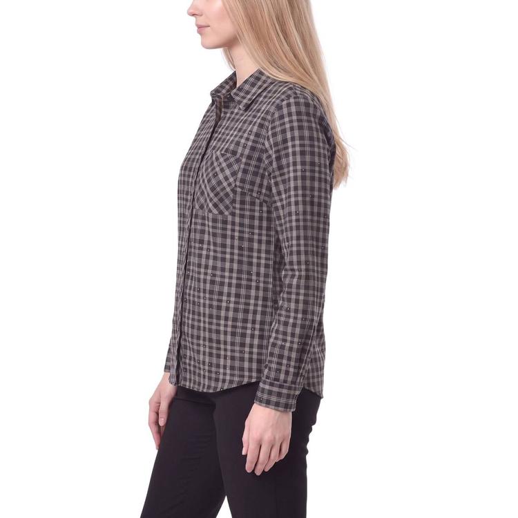 Womens NY Collection Long Sleeve Plaid Casual Button Down