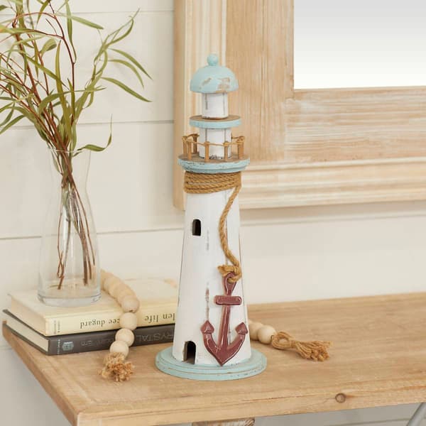 9th & Pike&#174; White Wood Coastal Sculpture Lighthouse