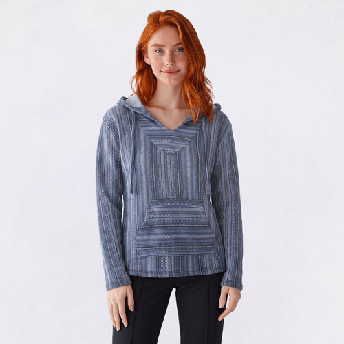 Juniors Wallflower Hacci Baja Hoodie- Peacoat