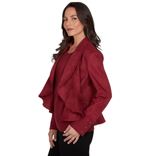 Petite Emaline Country Code Faux Suede Open Front Jacket
