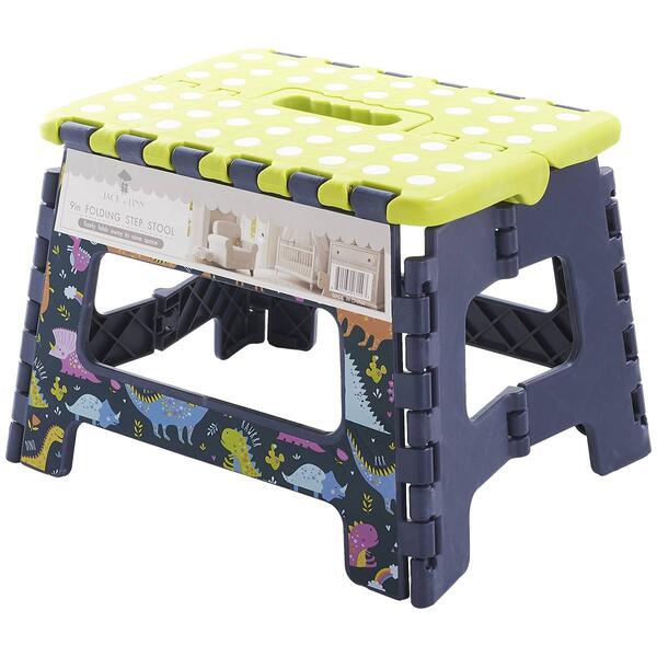 9 In. Foldable Step Stool Dark Blue Dinosaur - image 
