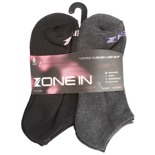 Womens Zone In 6pk. Cushion Low Cut Socks - image 