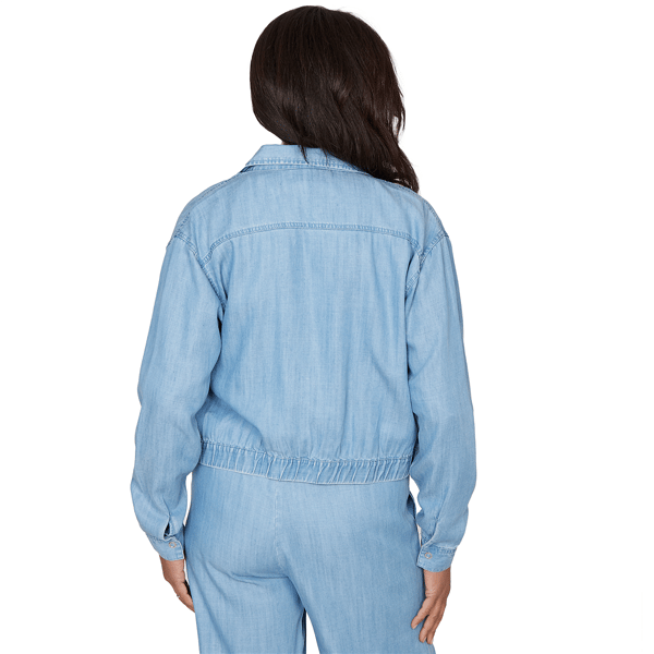 Petite Alfred Dunner Beachcomber Snap Button Denim Jacket