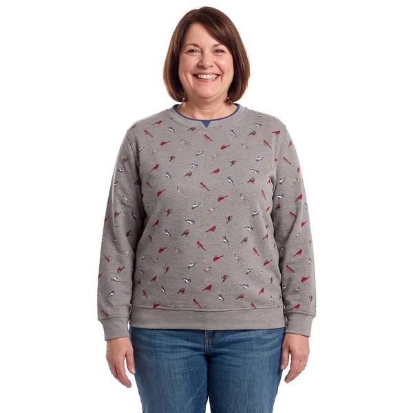 Plus Size Hasting & Smith Bird All Over Fleece Sweatshirt - image 