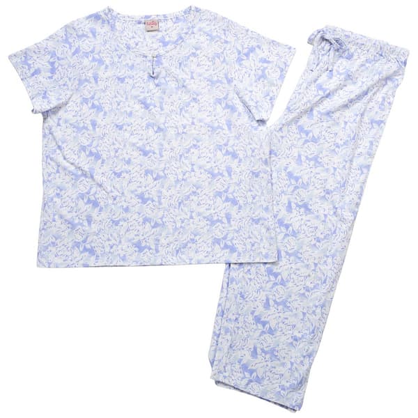 Womens pink Laundry Short Sleeve Floral Keyhole Neck Pajama Set - image 