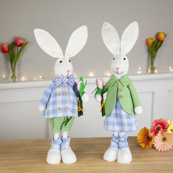Northlight Seasonal Bunny Couple Easter Figurines - Set of 2