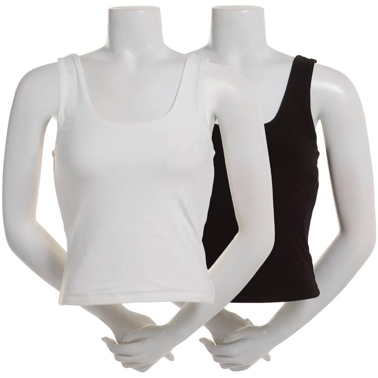 Juniors Pink Rose 2pk. Modal Spandex Double Square Neck Tank Tops