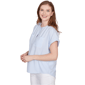 Petite Hearts of Palm Aqua Fresh Short Sleeve Stripe Blouse - image 3