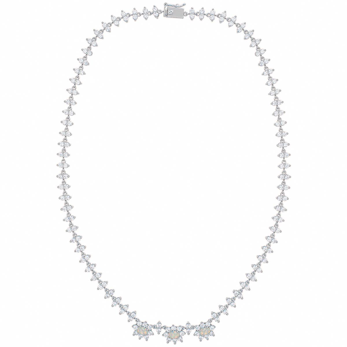 Gianni Argento Lab Created Opal/CZ Necklace