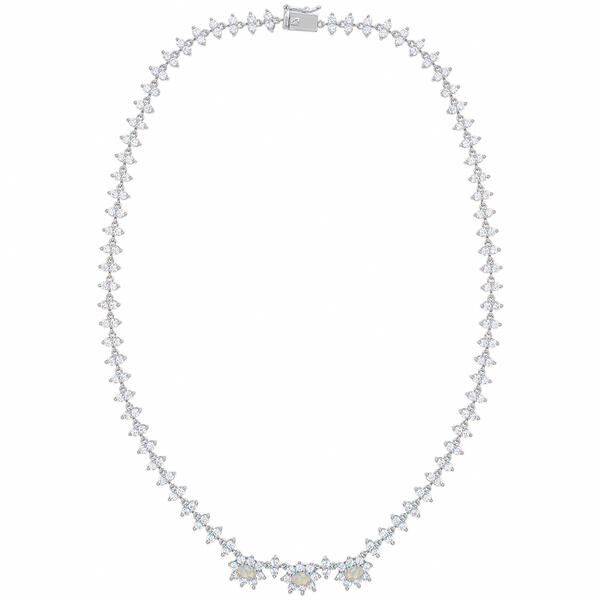 Gianni Argento Lab Created Opal/Cubic Zirconia Necklace - image 