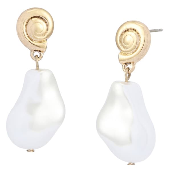 Steve Madden Vintage Luxe Shell Pearl Drop Earrings - image 