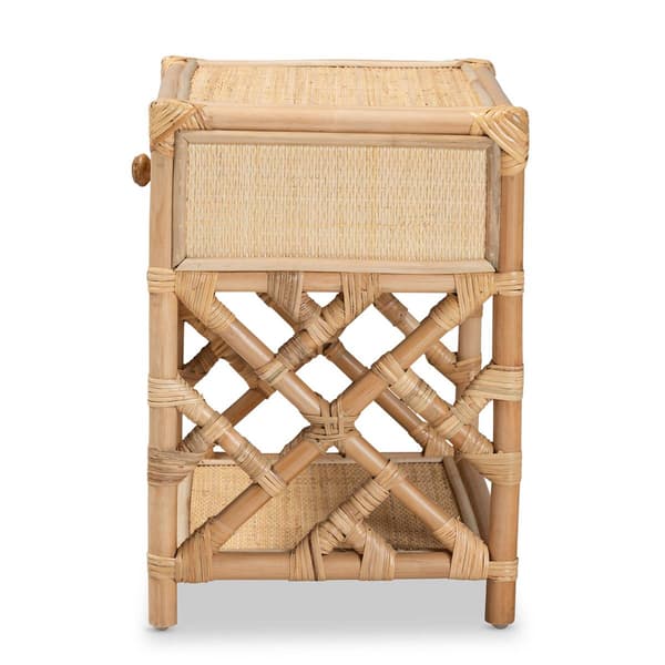 Baxton Studio Camara Bohemian Rattan 1-Drawer Nightstand