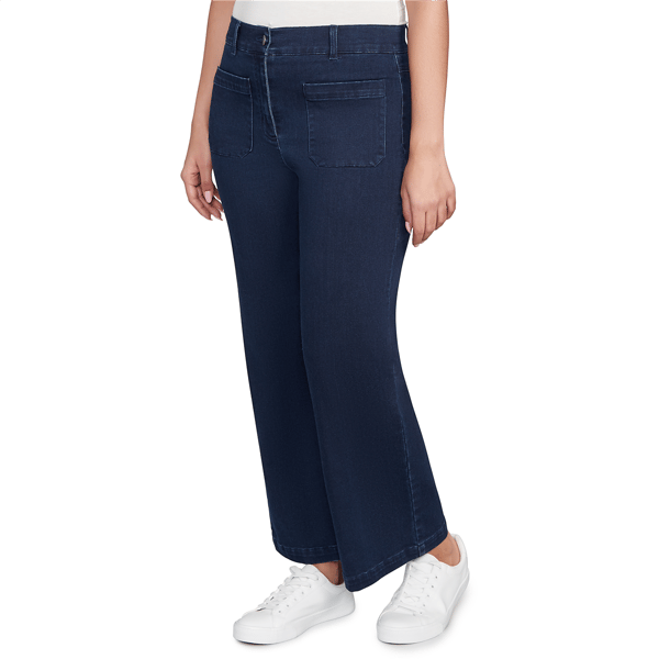 Plus Size Ruby Rd. Key Items Terry Denim Wide Leg Jeans