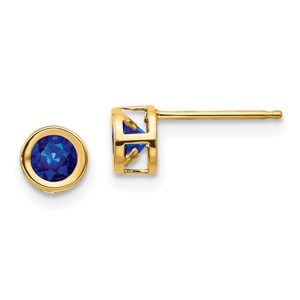 Gemstone Classics&#40;tm&#41; Yellow Gold 4mm. Sapphire Earrings - image 