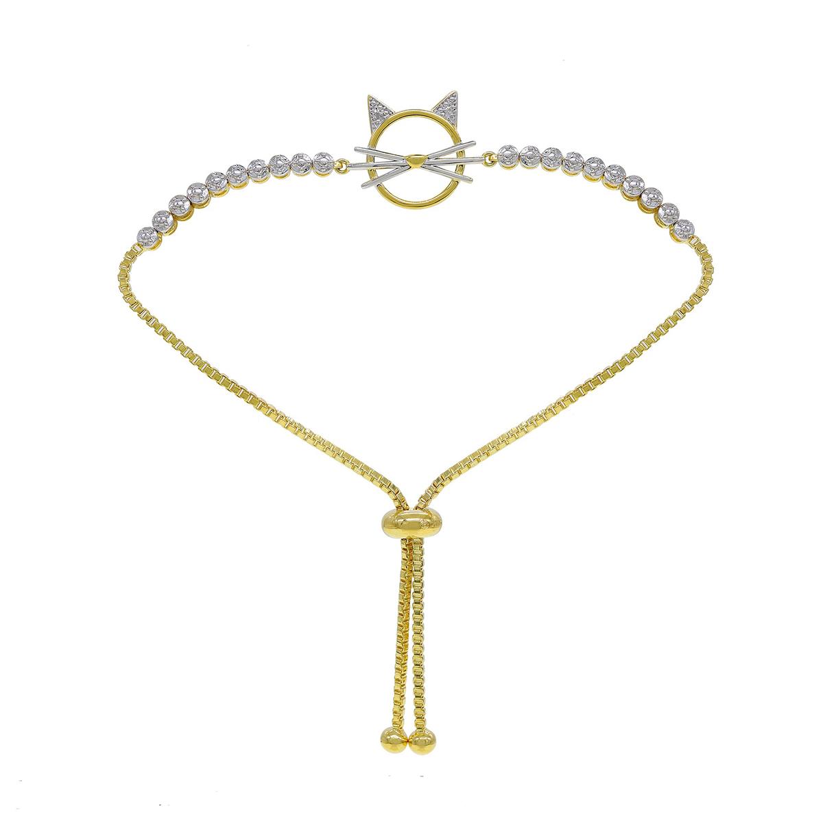 Accents by Gianni Argento Diamond Accent Cat Adjustable Bracelet