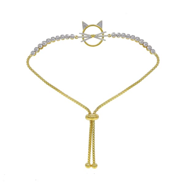 Accents by Gianni Argento Diamond Accent Cat Adjustable Bracelet - image 