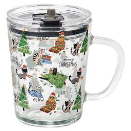 Home Essentials Christmas Cats  w/ Sweaters Mug w/ Lid