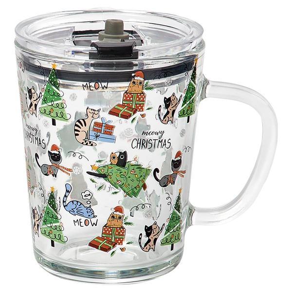 Home Essentials Christmas Cats  w/ Sweaters Mug w/ Lid - image 