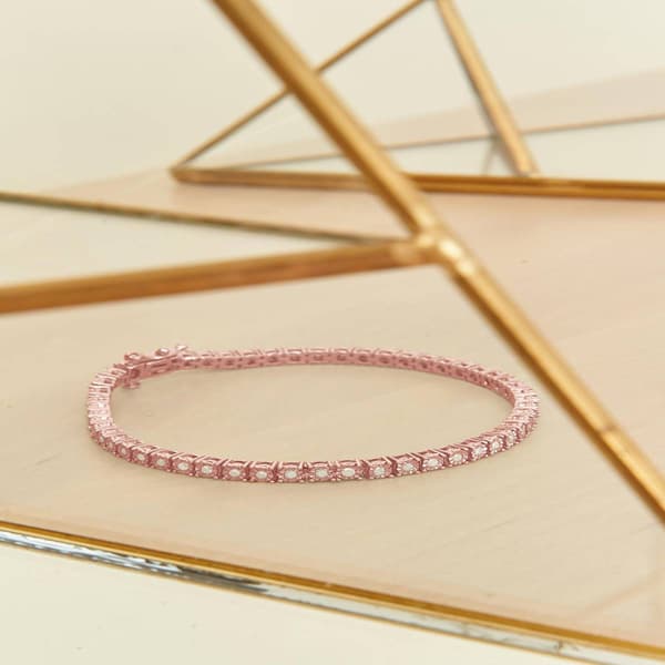 Haus of Brilliance Rose Gold over Silver Tennis Bracelet
