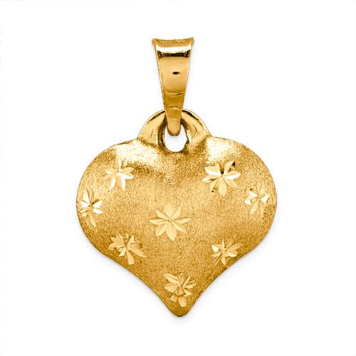 Gold Classics(tm) 14kt. Satin/Diamond-Cut Heart Pendant - image 