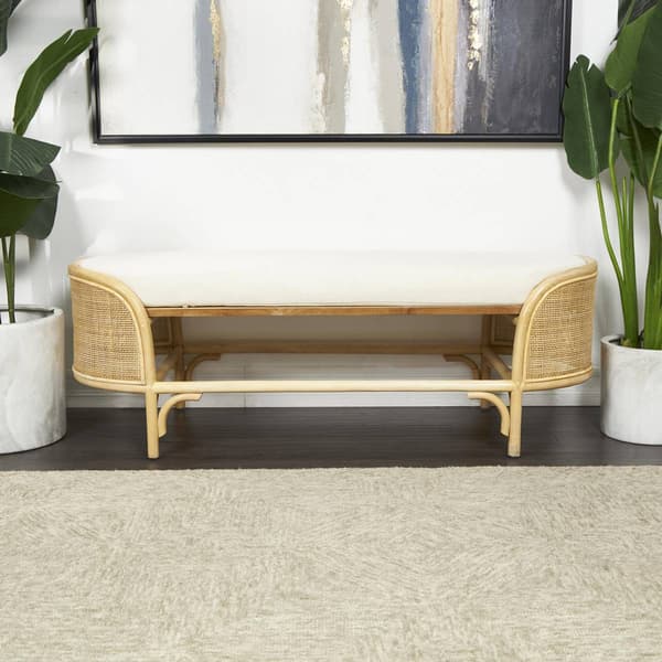 9th & Pike&#174; Natural Brown Rattan Bench