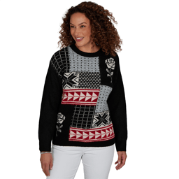 Womens Hearts of Palm Wrapped in Rubies Geometric Rose Sweater