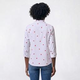 Womens Emily Daniels Strawberry Knit To Fit Casual Button Down