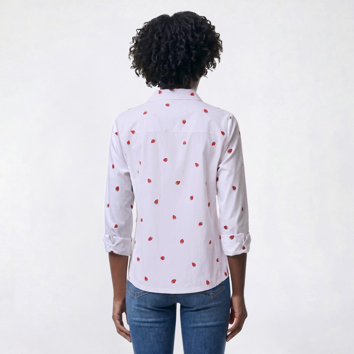 Womens Emily Daniels Strawberry Knit To Fit Casual Button Down
