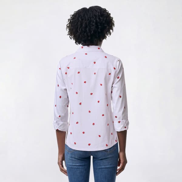 Womens Emily Daniels Strawberry Knit To Fit Casual Button Down