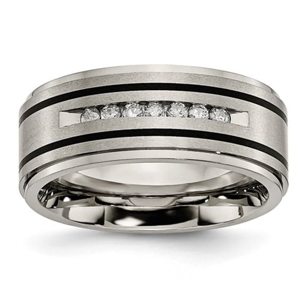 Mens Endless Affection&#40;tm&#41; Titanium Enameled 1/4ctw. Diamond Band - image 