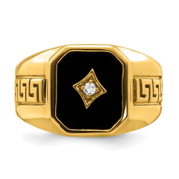 Mens Gentlemen&#8217;s Classics&#8482; 14kt. Gold Onyx Greek Key Ring