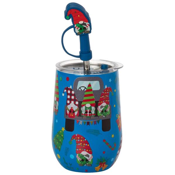Gourmet Home Stainless Steel Merry Gnome Wine Tumbler with Straw - image 
