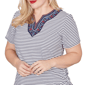 Womens Alfred Dunner Lady Liberty Embroidery Neck Blouse - image 4
