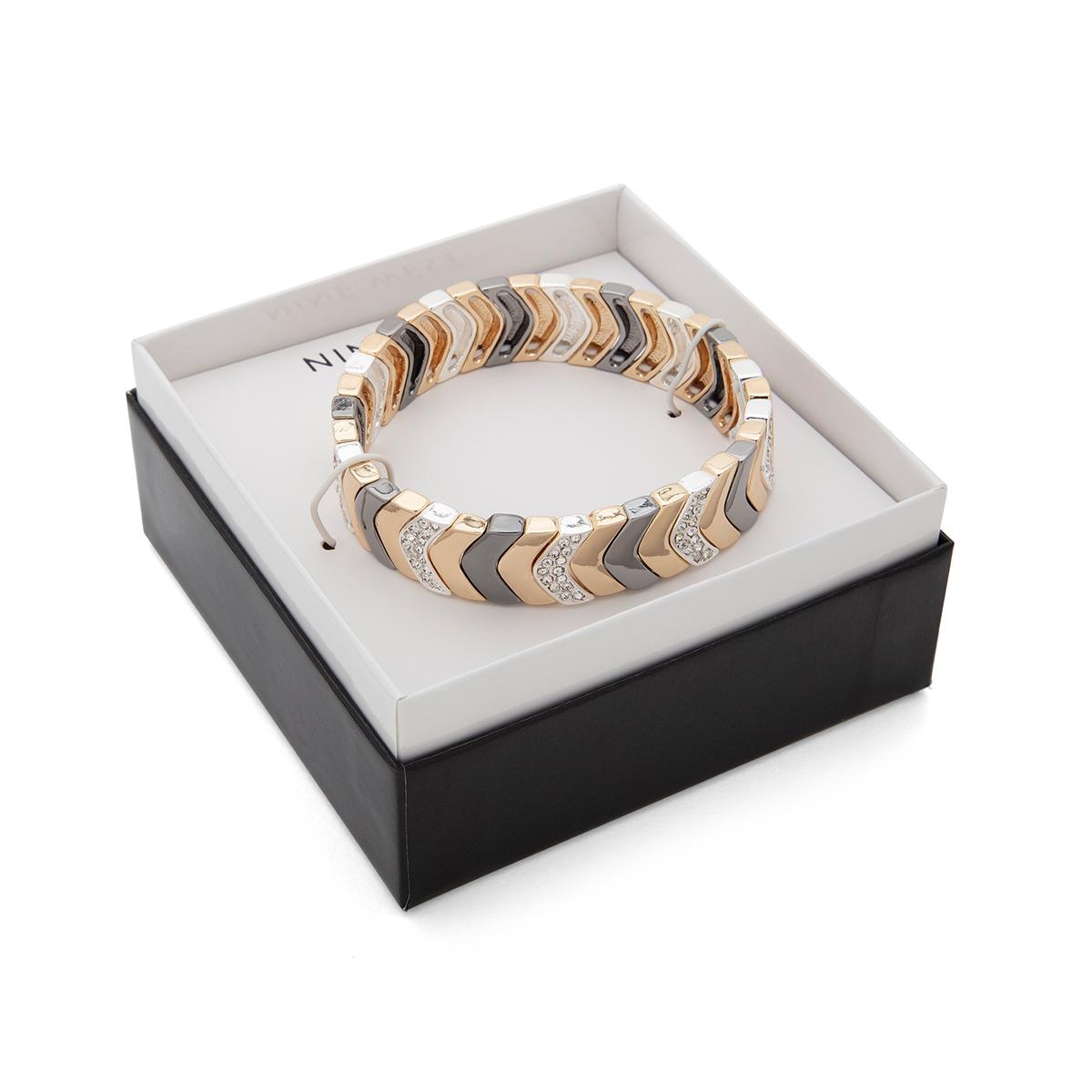 Nine West Tri-Tone Scalloped Stretch Bracelet