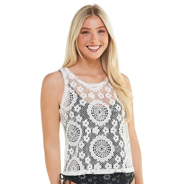 Juniors Cover Me Marakuja Crochet Beach Tank Top - image 