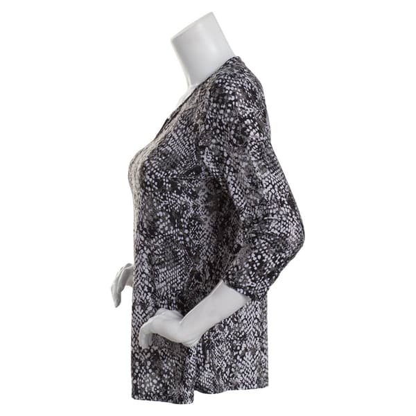 Womens Emily Daniels 3/4 Sleeve Leopard Foil Bar Neck Blouse