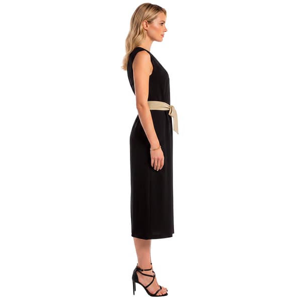 Petite Connected Apparel Sleeveless Crepe V Neck Jumpsuit