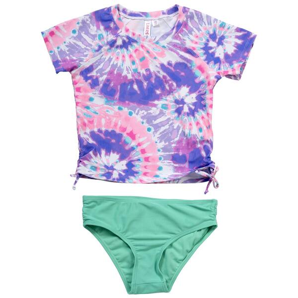 Girls &#40;7-16&#41; Limited Too Tie Dye Rashguard Swim Set - image 