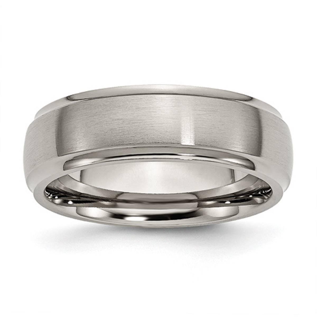 Mens Endless Affection™ Ridged Edge 7mm Polished Wedding...