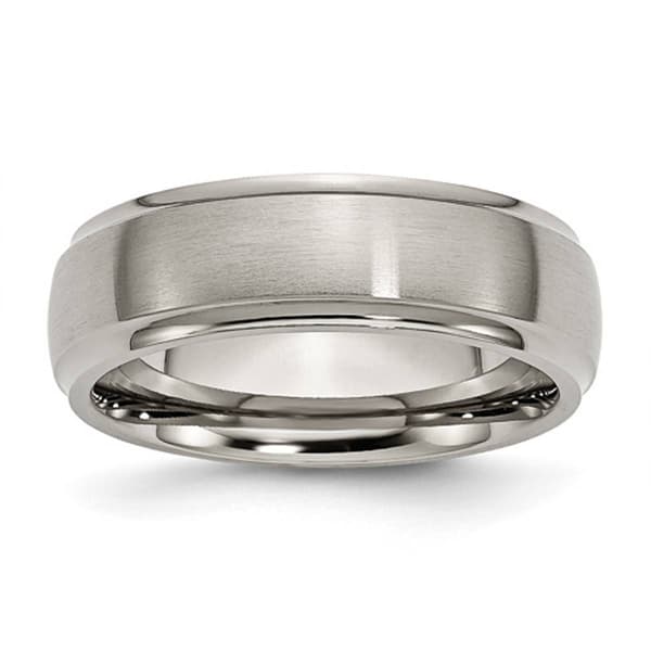 Mens Endless Affection&#40;tm&#41; Ridged Edge 7mm Polished Wedding Band - image 